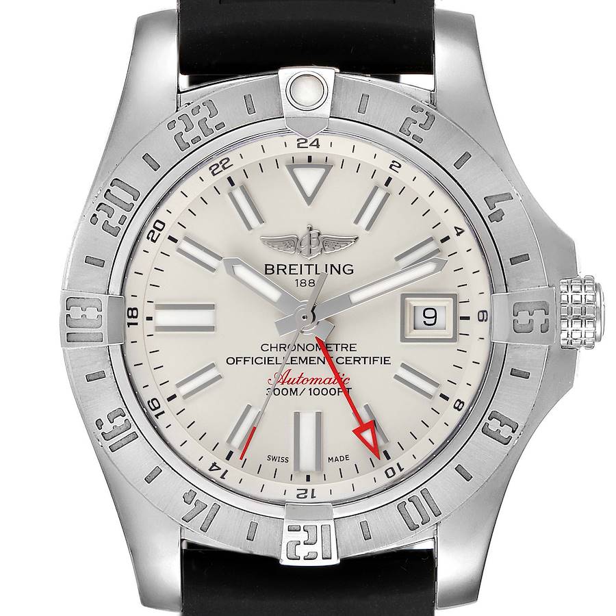 Breitling Aeromarine Avenger II GMT Cream Dial Steel Watch A32390 Box Card SwissWatchExpo