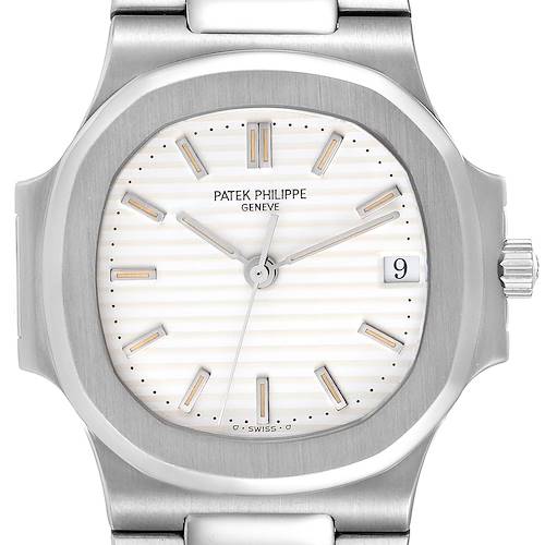 Photo of Patek Philippe Nautilus White Dial Automatic Steel Mens Watch 3800 Box Papers