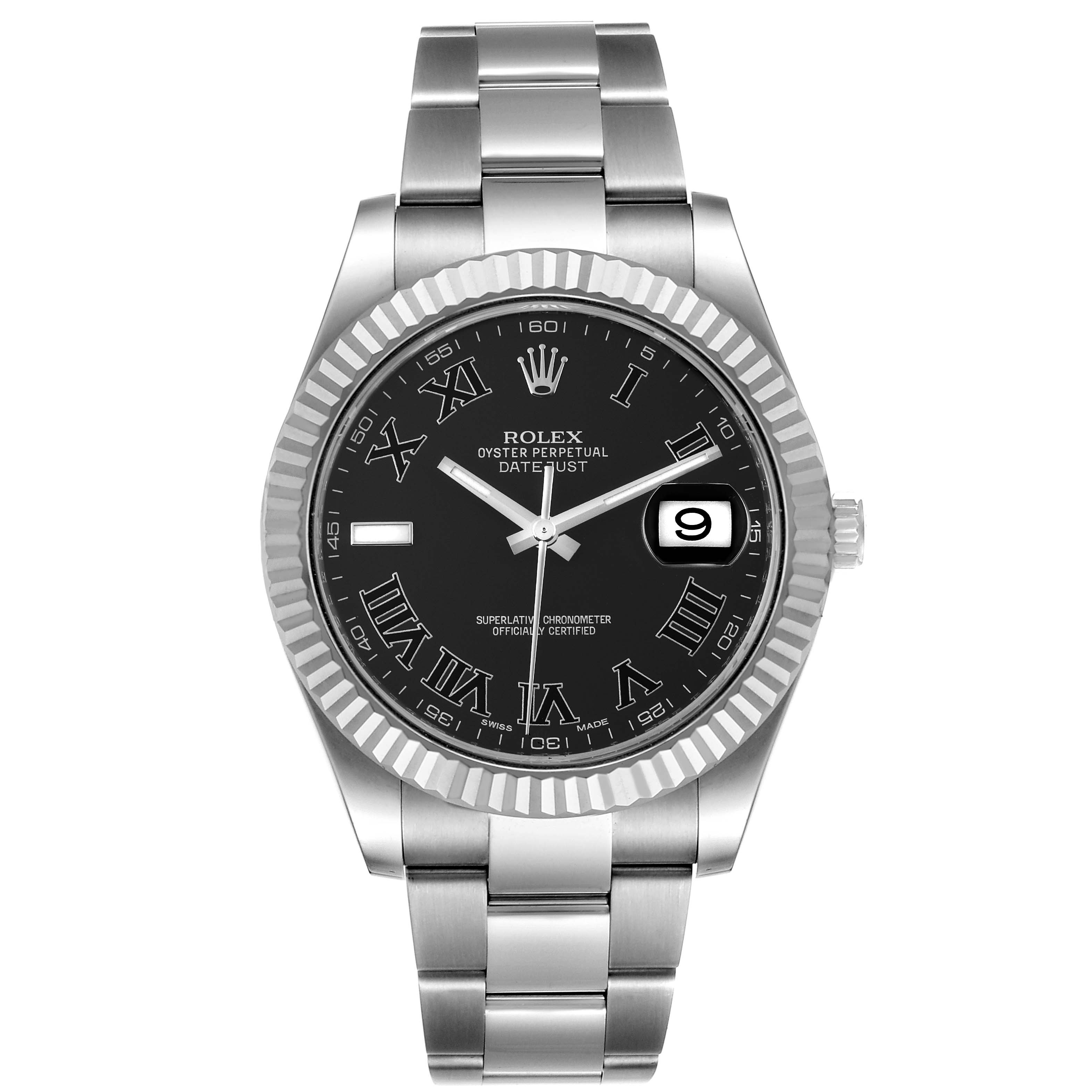 The image shows a front view of the Rolex Datejust 41 116334 Men's Stainless Steel Grey Dial 116334 Men's Stainless Steel Grey Dial, displaying its dial, hands, bezel, date window, and bracelet.