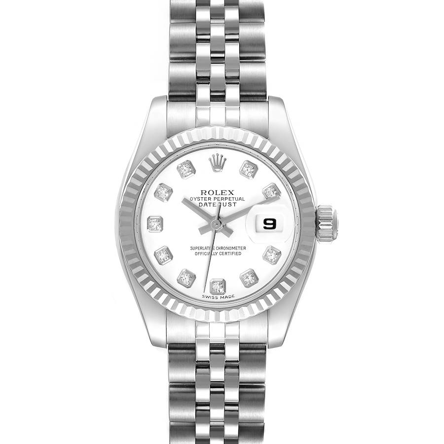 Rolex Datejust Steel White Gold Diamond Dial Ladies Watch 179174 Box Card SwissWatchExpo