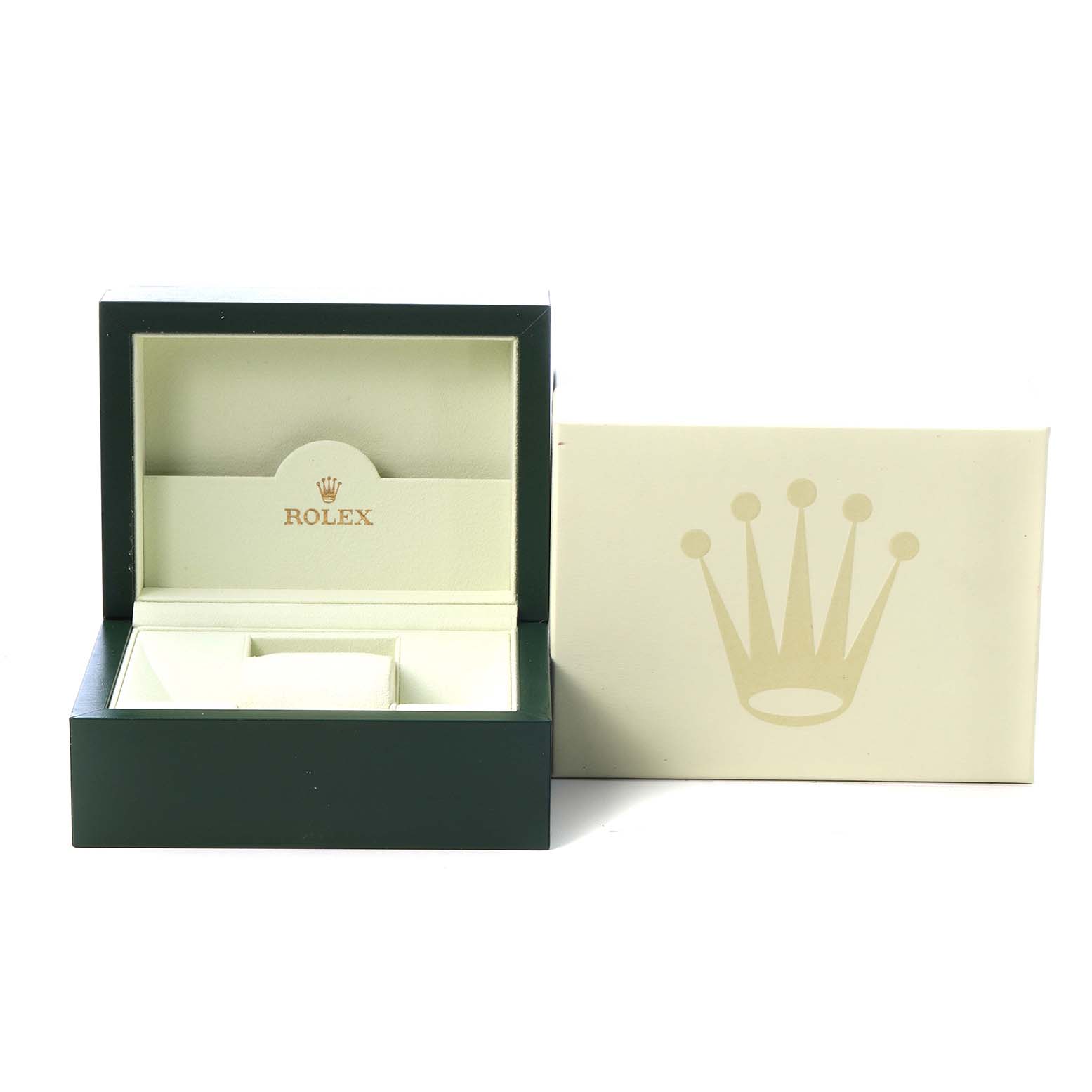 The image shows a Rolex Datejust 116233 Men's Steel and Gold (two tone) Silver Dial watch box and outer packaging from a frontal angle.