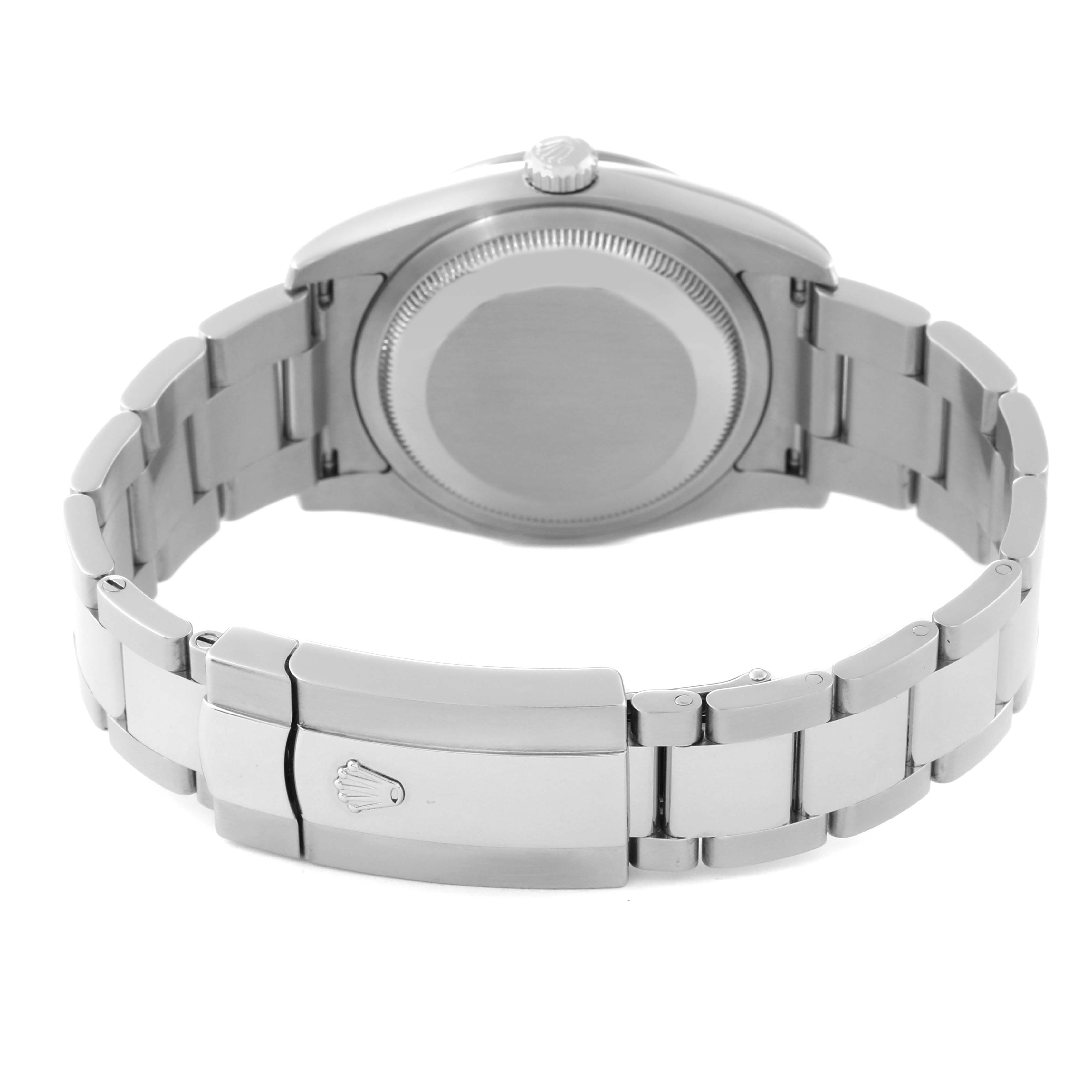 This image shows the back case and bracelet clasp of a Rolex Turn-o-Graph 116264 Men's Stainless Steel Black Dial 116264 Men's Stainless Steel Black Dial watch from a rear angle.