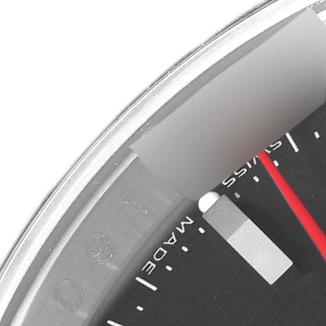 The image shows a close-up, angled view of the dial and bezel of a Rolex Turn-o-Graph 116264 Men's Stainless Steel Black Dial 116264 Men's Stainless Steel Black Dial watch.