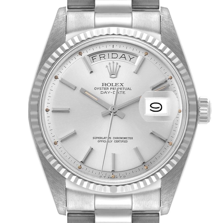 Rolex Day-Date President White Gold Silver Sigma Dial Vintage Mens Watch 1803 SwissWatchExpo