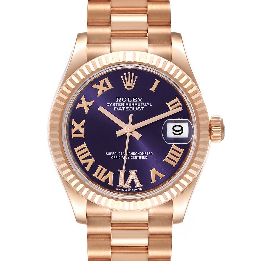 Rolex President Datejust Midsize Rose Gold Diamond Ladies Watch 278275 Box Card SwissWatchExpo