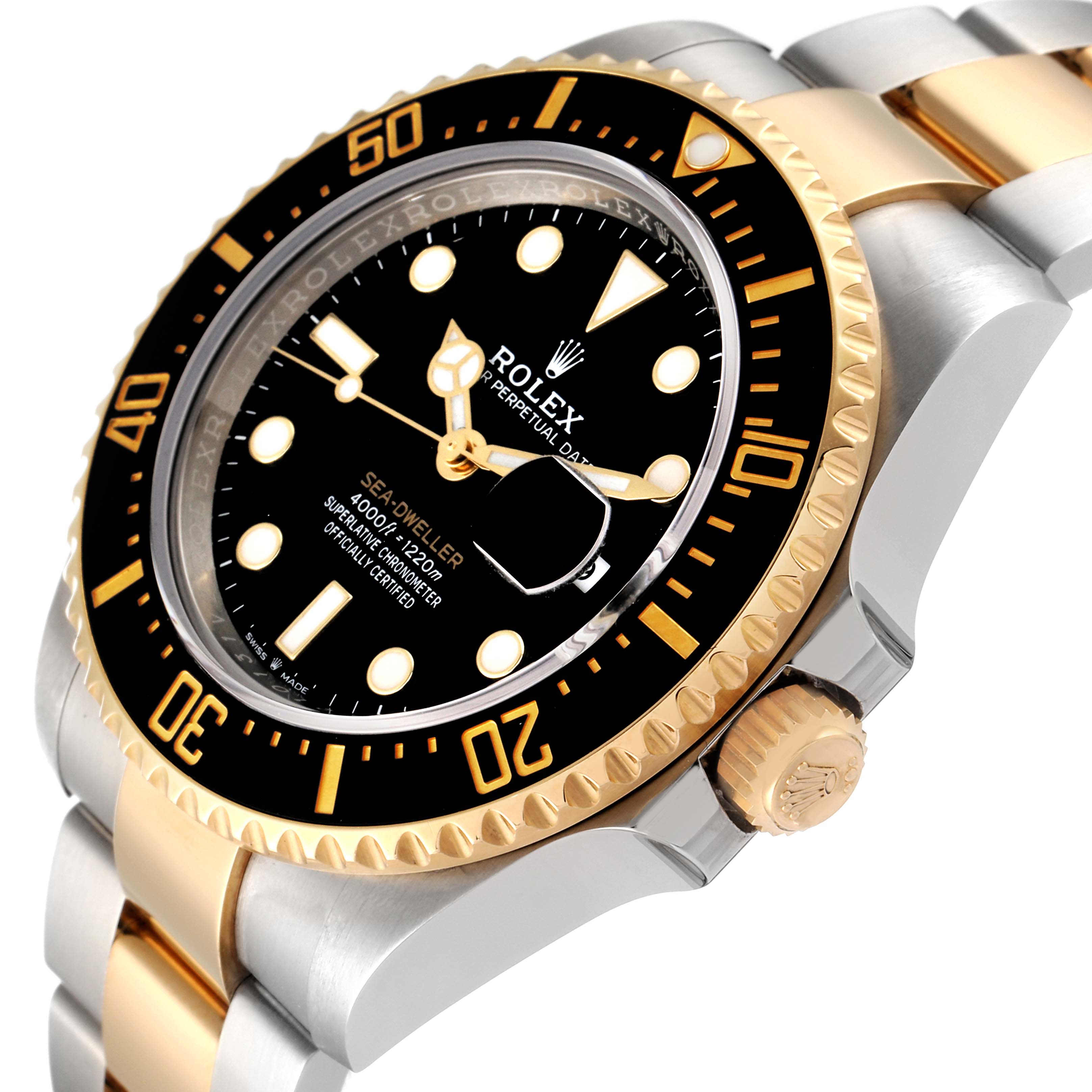 The Rolex Sea-Dweller 126603 Men's Steel and Gold (two tone) Black Dial 126603 Men's Steel and Gold (two tone) Black Dial is shown at a slight angle, highlighting the bezel, crown, and part of the bracelet.