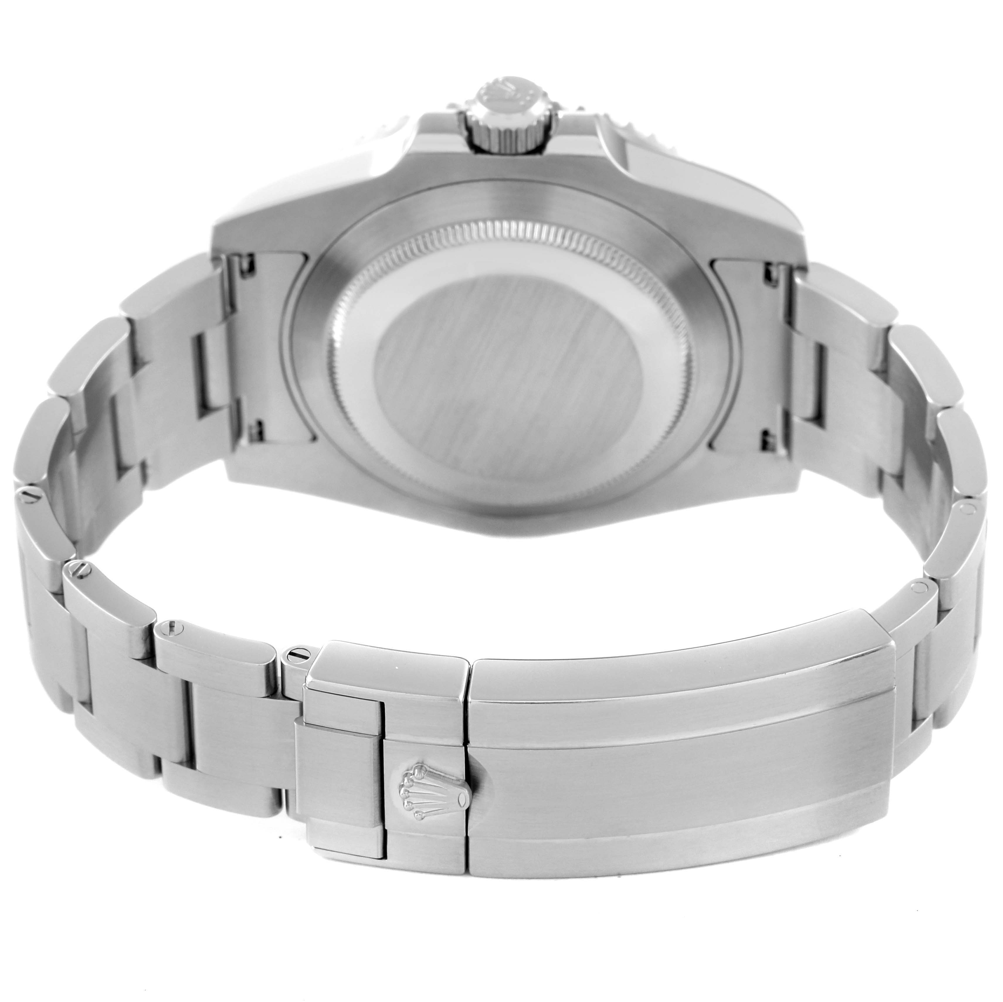 This image shows the back view of the Rolex Submariner 116610 Men's Stainless Steel Black Dial 116610 Men's Stainless Steel Black Dial watch, focusing on its case back, crown, and bracelet with clasp.