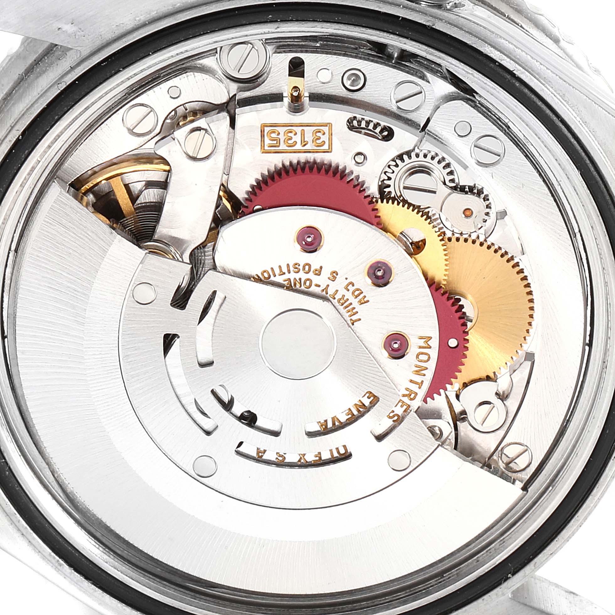 This image shows the internal mechanical movement of the Rolex Turn-o-Graph 16264 Men's Stainless Steel Black Dial 16264 Men's Stainless Steel Black Dial watch from a back angle.
