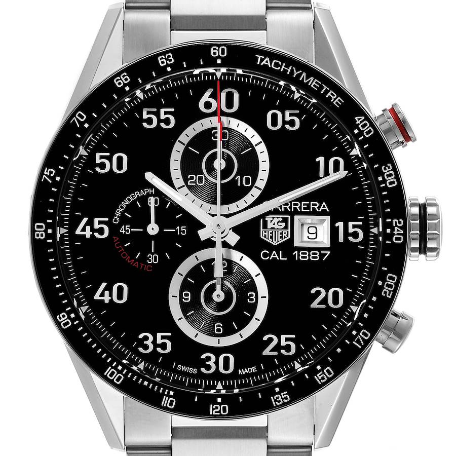 Tag Heuer Carrera Chronograph Steel Black Dial Mens Watch CAR2A10 SwissWatchExpo
