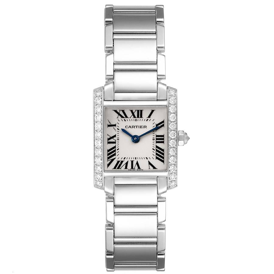 Cartier Tank Francaise 18K White Gold Diamond Ladies Watch WE1002S3 SwissWatchExpo