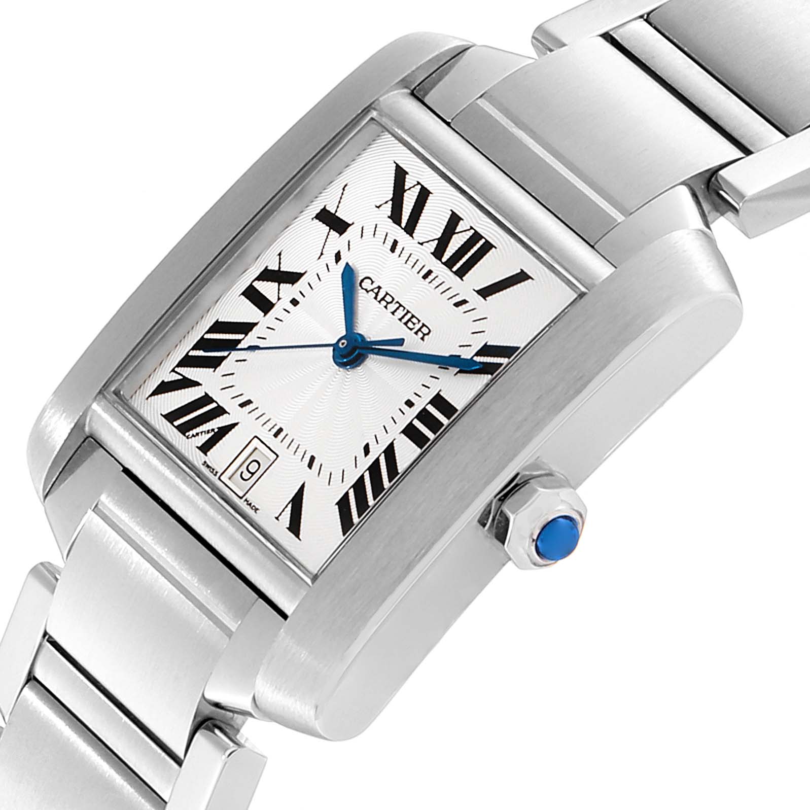 Cartier Tank Francaise Blue Hands Steel Automatic Mens Watch W51002Q3