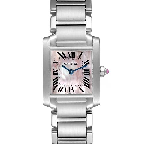 Photo of Cartier Tank Francaise Pink Mother of Pearl Steel Ladies Watch W51028Q3