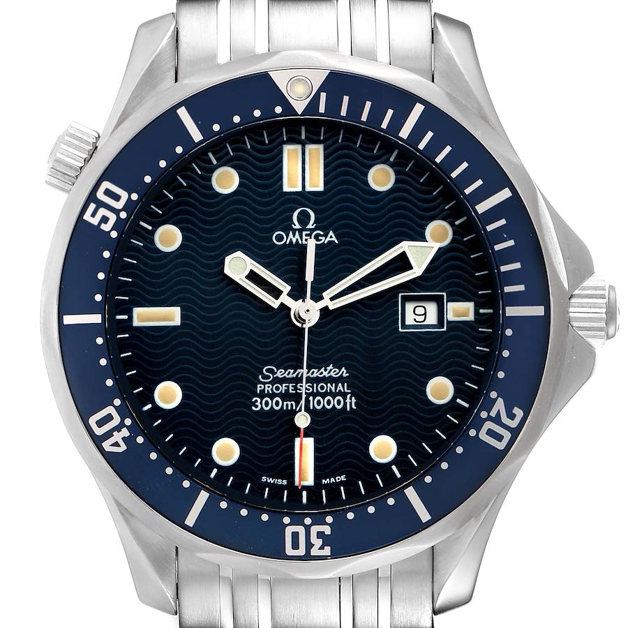 Omega Seamaster 41mm James Bond Blue Dial Steel Mens Watch 2541.80.00 SwissWatchExpo