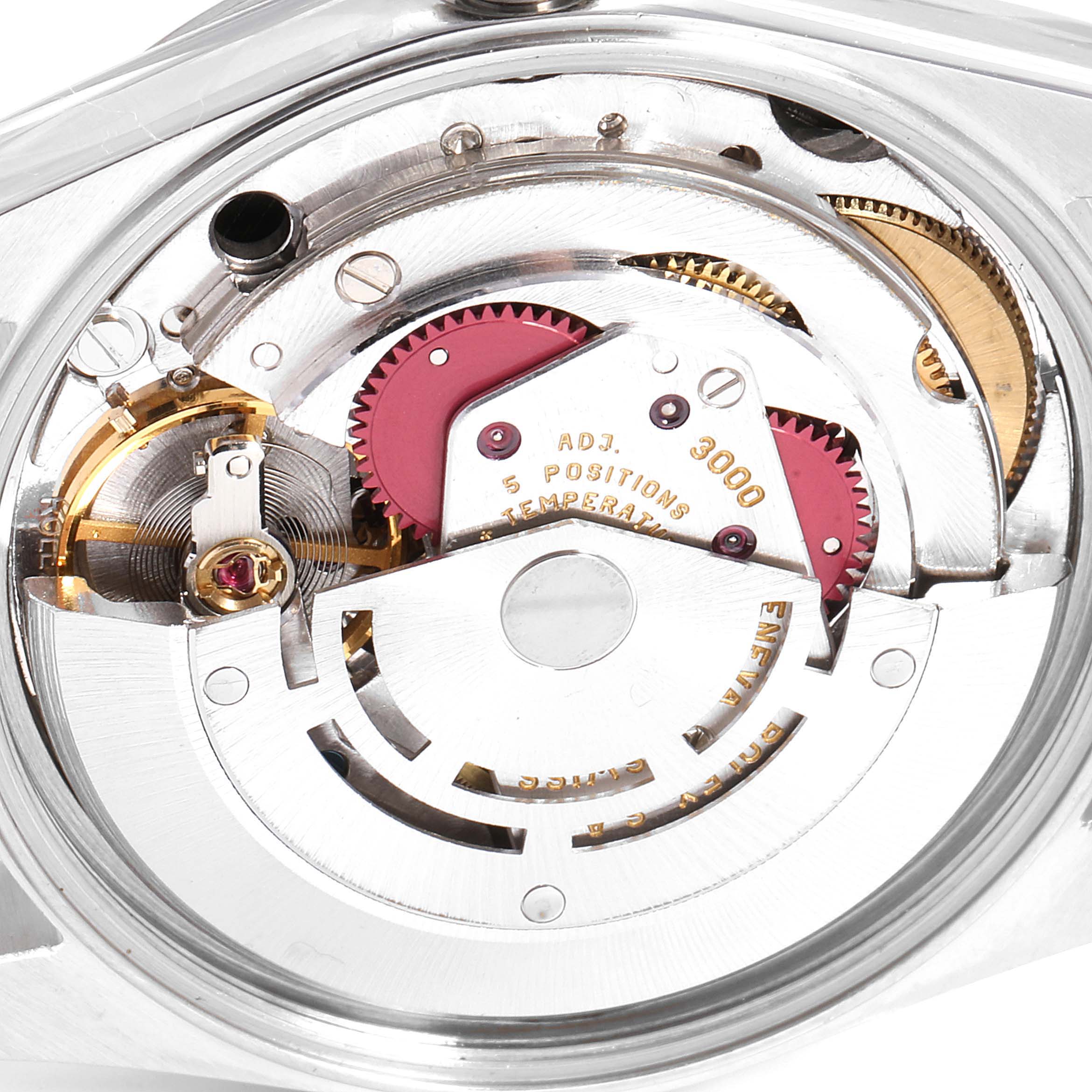 The image shows a close-up view of the inner movement mechanism of a Rolex Air-King 14000 Men's Stainless Steel Black Dial 14000 Men's Stainless Steel Black Dial watch.