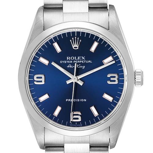 Photo of Rolex Air King 34mm Blue Dial Domed Bezel Steel Mens Watch 14000 Box Papers