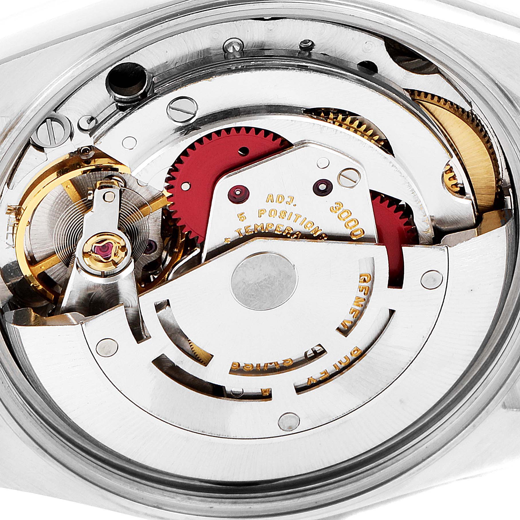 The image shows the internal mechanism and components of the Rolex Air-King 14000 Men's Stainless Steel White Dial 14000 Men's Stainless Steel White Dial watch from a close-up angle.