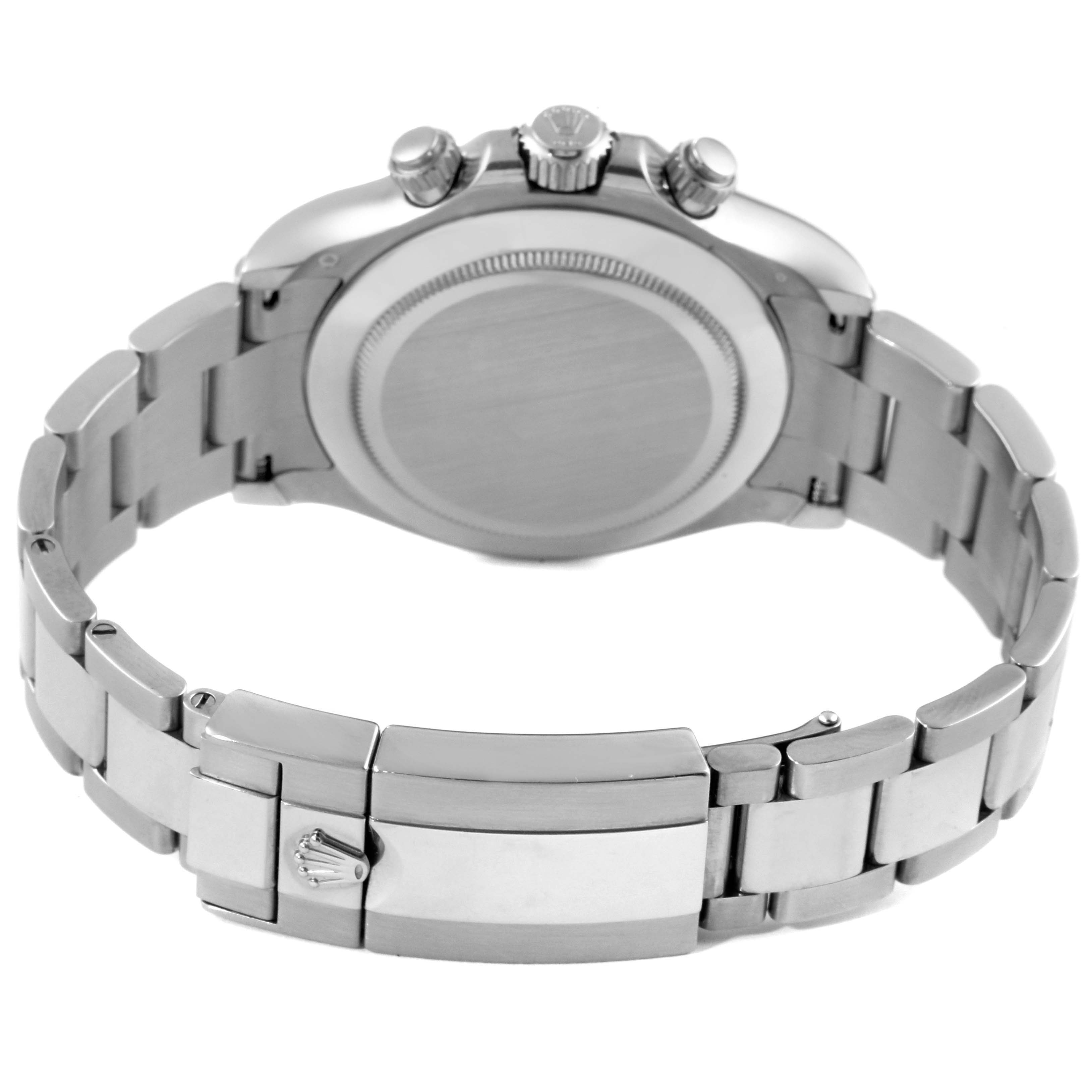 The image shows the back and bracelet of a Rolex Daytona 116509 Men's White Gold Blue Dial 116509 Men's White Gold Blue Dial watch, focusing on the clasp and case back.