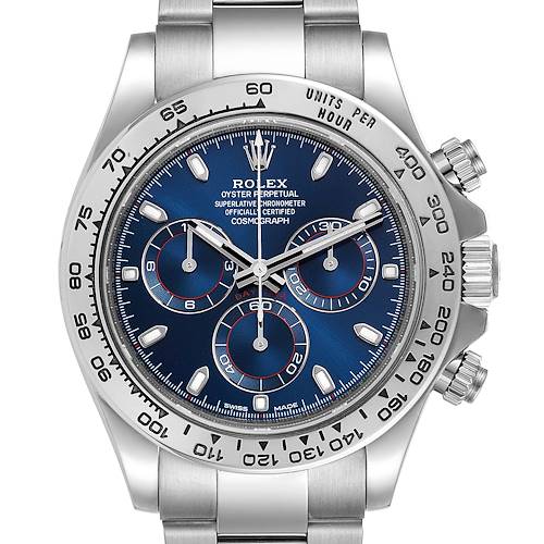 Photo of Rolex Cosmograph Daytona White Gold Blue Dial Mens Watch 116509