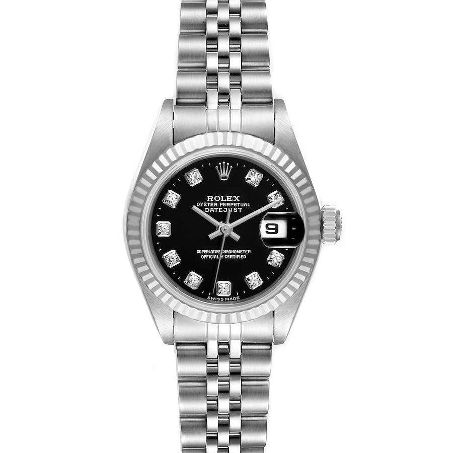 Rolex Datejust Steel White Gold Black Diamond Dial Ladies Watch 79174 Box SwissWatchExpo