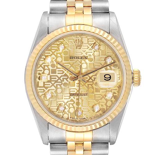Photo of Rolex Datejust Steel Yellow Gold Diamond Mens Watch 16233 Box