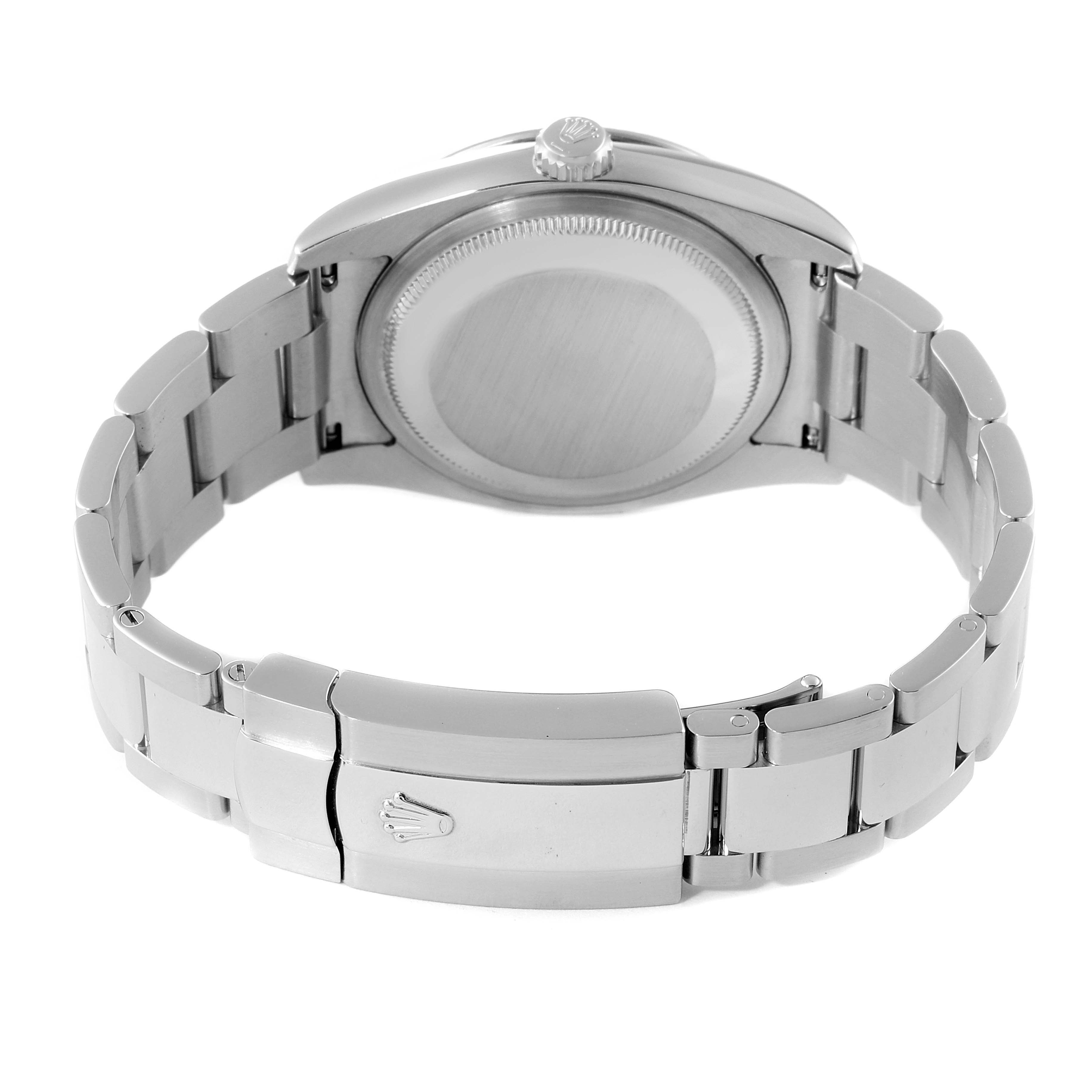 This Turn-o-Graph model by Rolex is shown from the back, highlighting the clasp, bracelet, and case back.