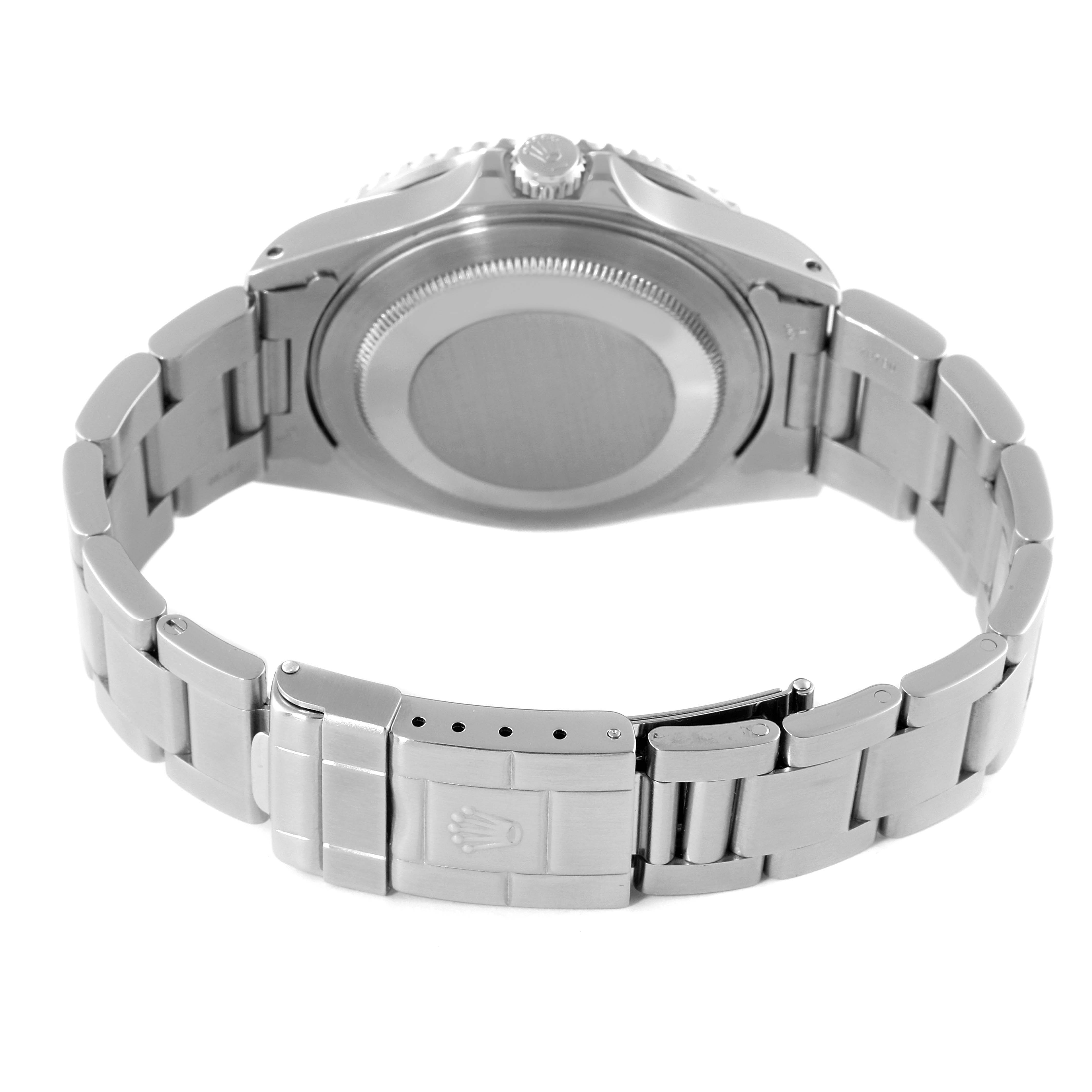 The image shows the back and clasp of a Rolex GMT-Master 16710 Men's Stainless Steel Black Dial 16710 Men's Stainless Steel Black Dial watch from a rear angle.