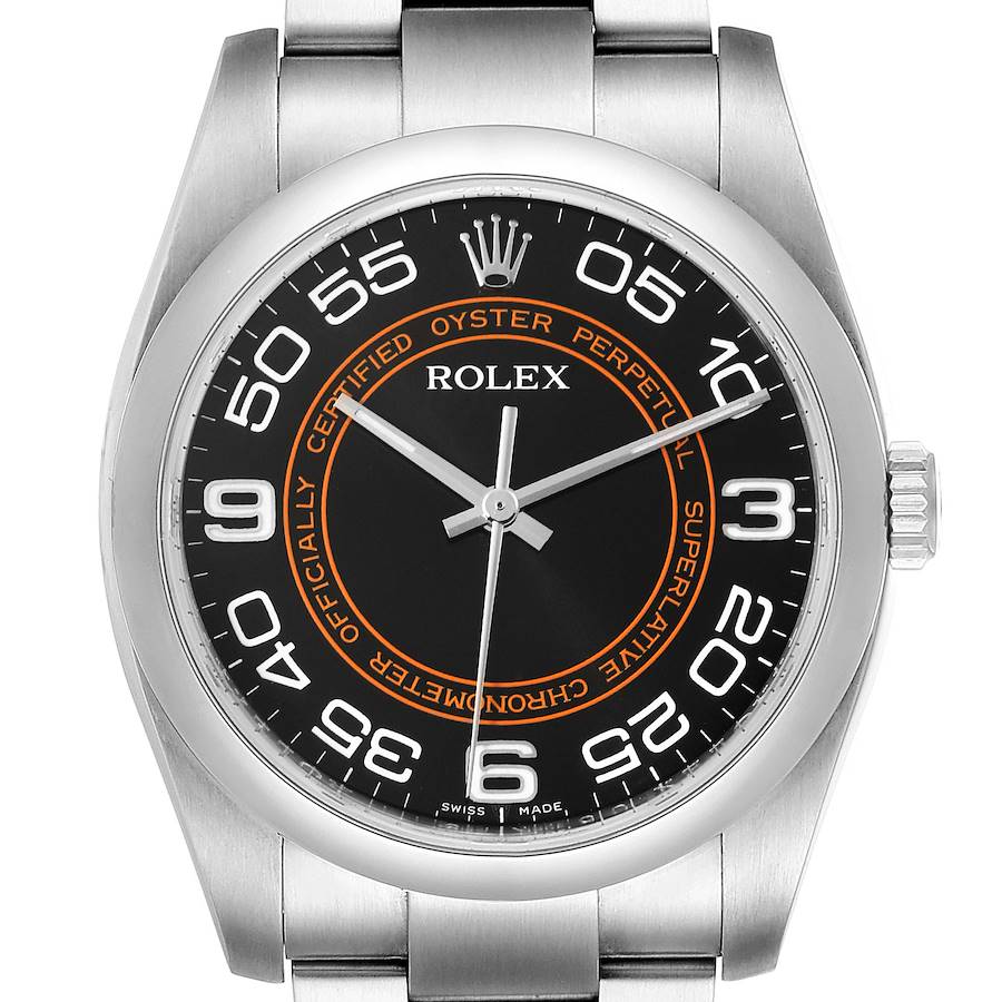 Rolex No Date Black Concentric Dial Steel Mens Watch 116000 SwissWatchExpo