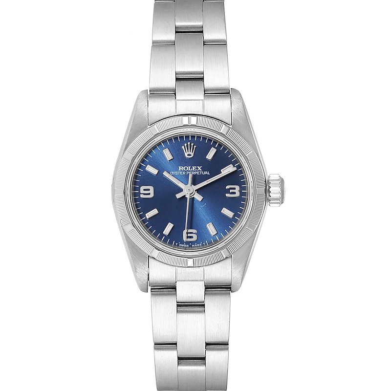 Rolex Oyster Perpetual Blue Dial Oyster Bracelet Ladies Watch 67230 SwissWatchExpo