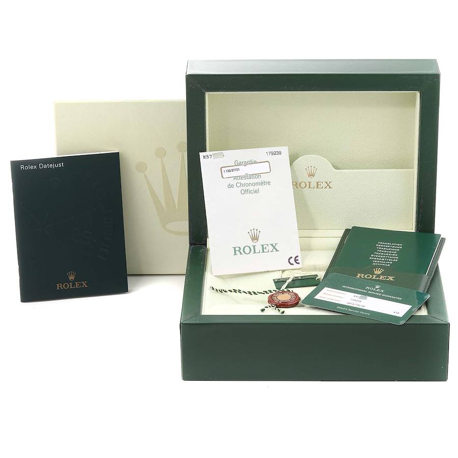 Rolex President White Gold Mother of Pearl Diamond Ladies Watch 179239 Box  Papers