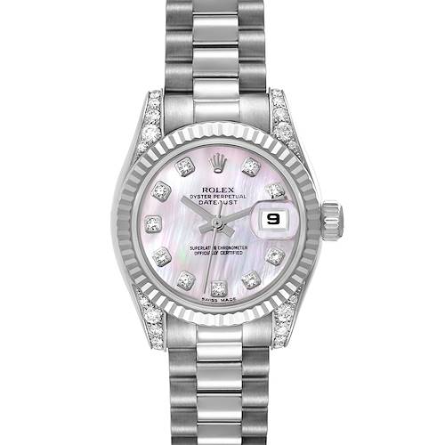 Photo of Rolex President White Gold Mother of Pearl Diamond Ladies Watch 179239 Box Papers