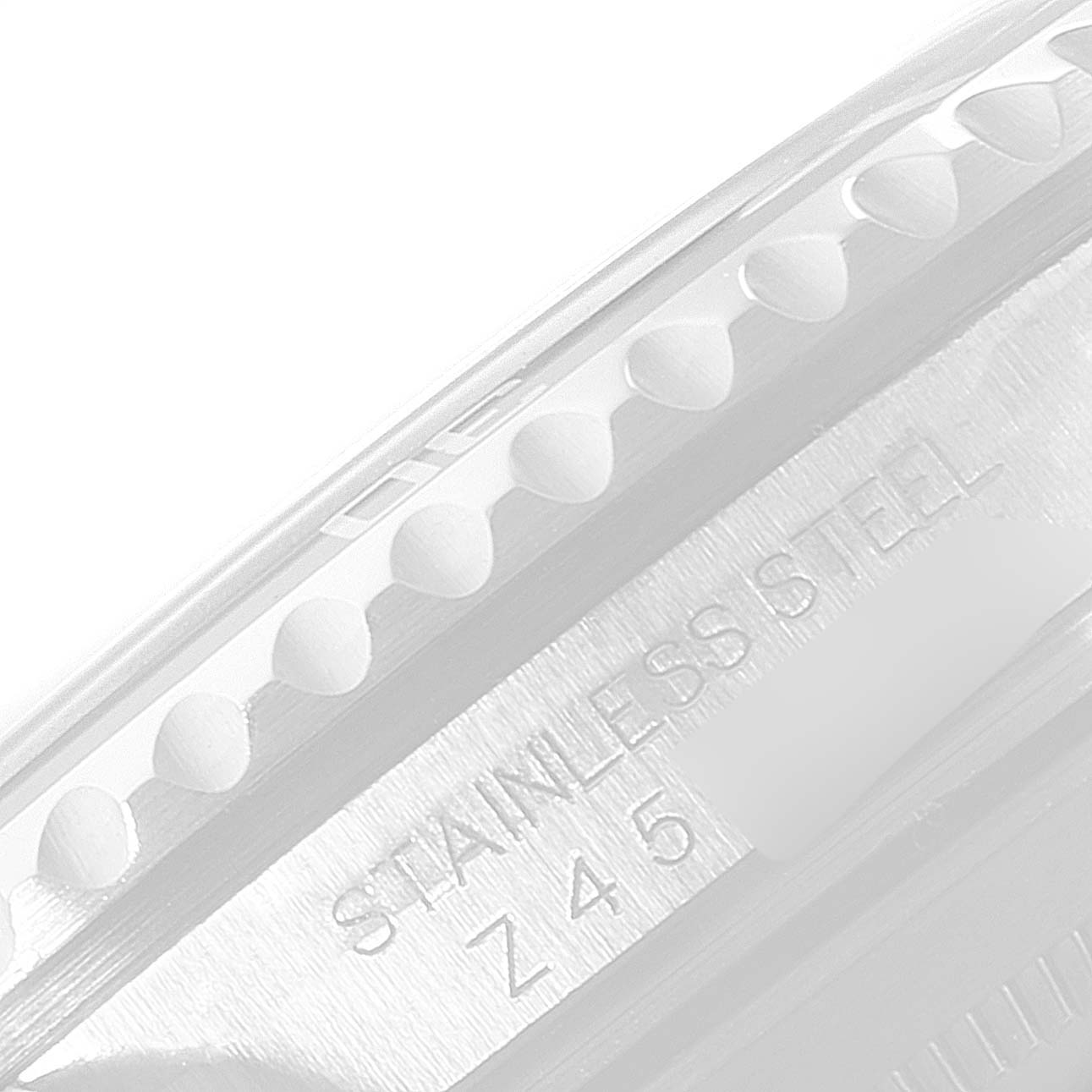 The image shows a close-up angle of the stainless steel case and bezel of a Rolex Submariner 16610 Men
s Stainless Steel Black Dial 16610 Men
s Stainless Steel Black Dial watch.