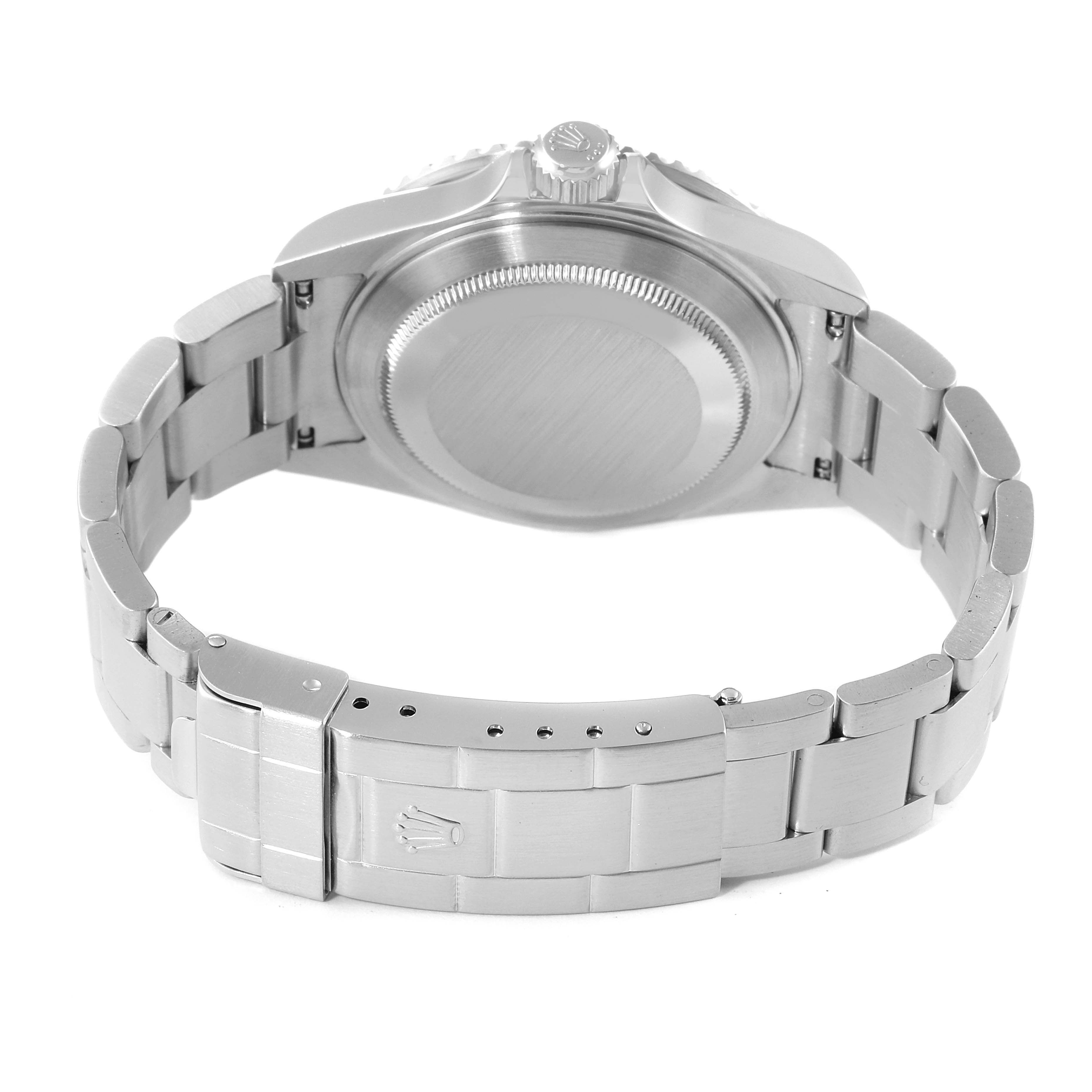 The image shows the back view of a Rolex Submariner 16610 Men
s Stainless Steel Black Dial 16610 Men
s Stainless Steel Black Dial watch, including its stainless steel case and bracelet.