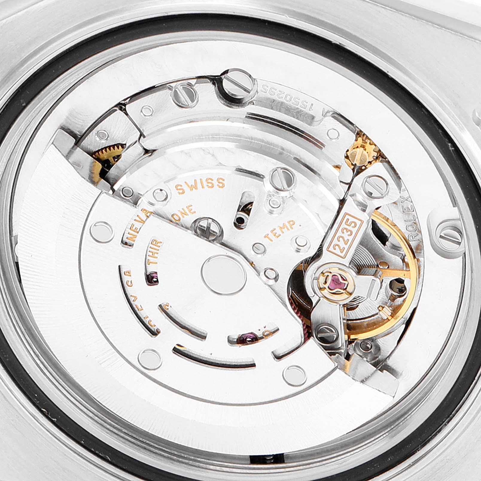 This image shows the internal mechanism of a Rolex Yacht-Master 168623 Men
s Steel and Gold (two tone) Grey Dial 168623 Men
s Steel and Gold (two tone) Grey Dial watch from the back.