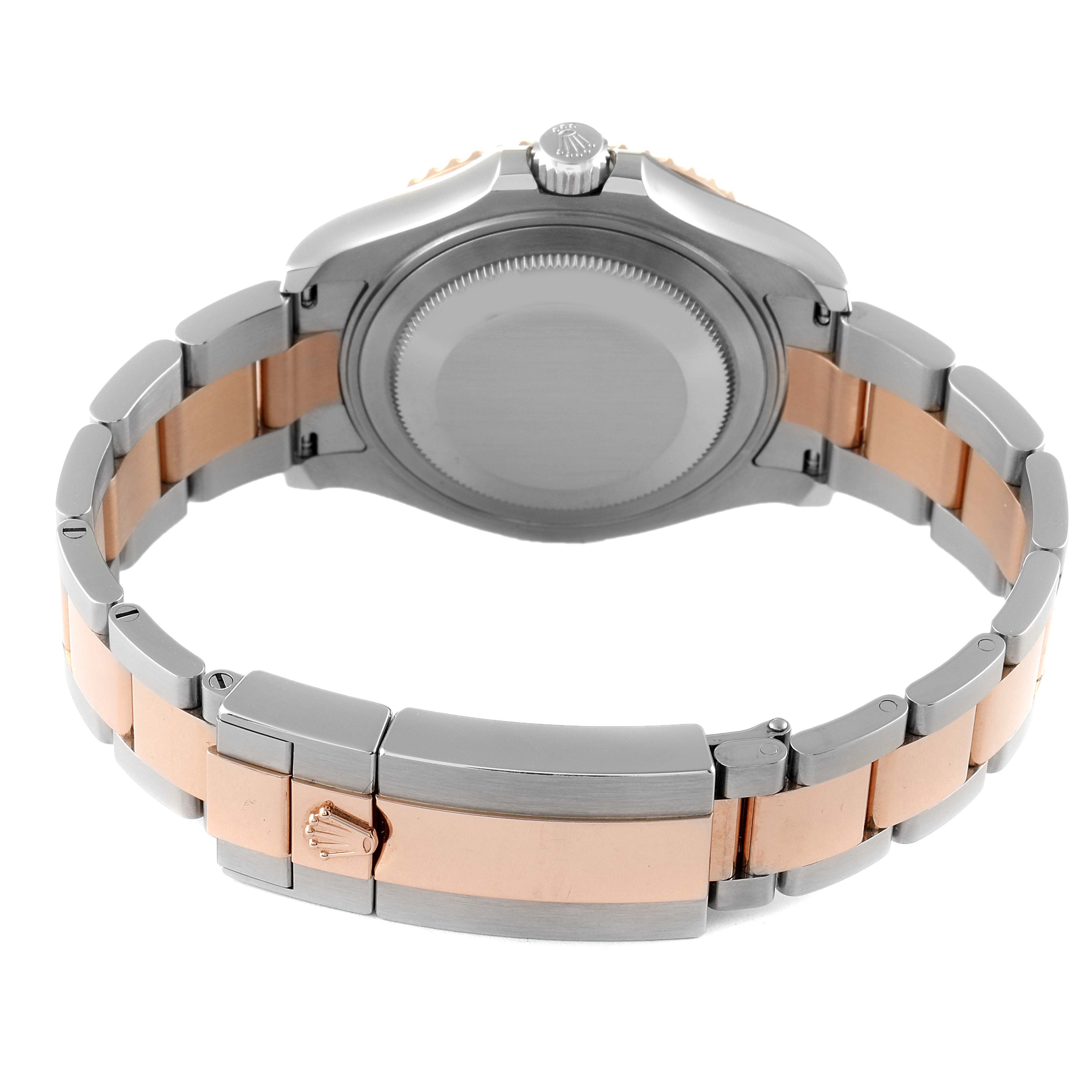 The image shows the back view and bracelet of a Rolex Yacht-Master 268621 Men
s Steel and Gold (two tone) Black Dial 268621 Men
s Steel and Gold (two tone) Black Dial watch, highlighting the clasp and caseback.