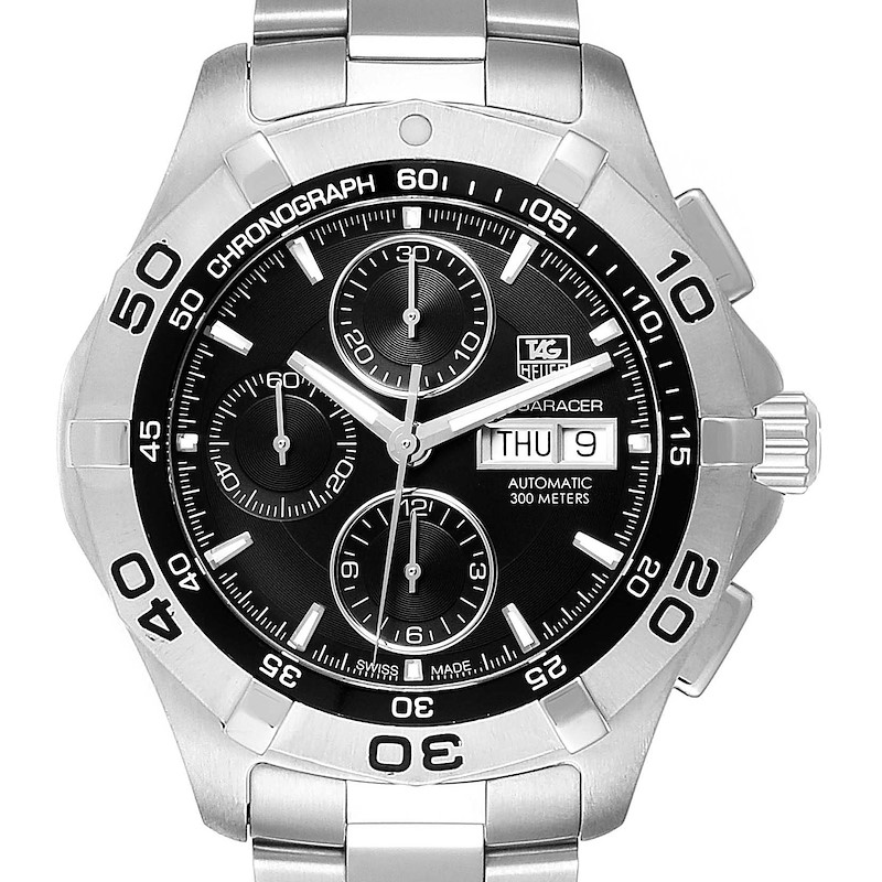 Tag Heuer Aquaracer Black Dial Chronograph Mens Watch CAF2010 SwissWatchExpo