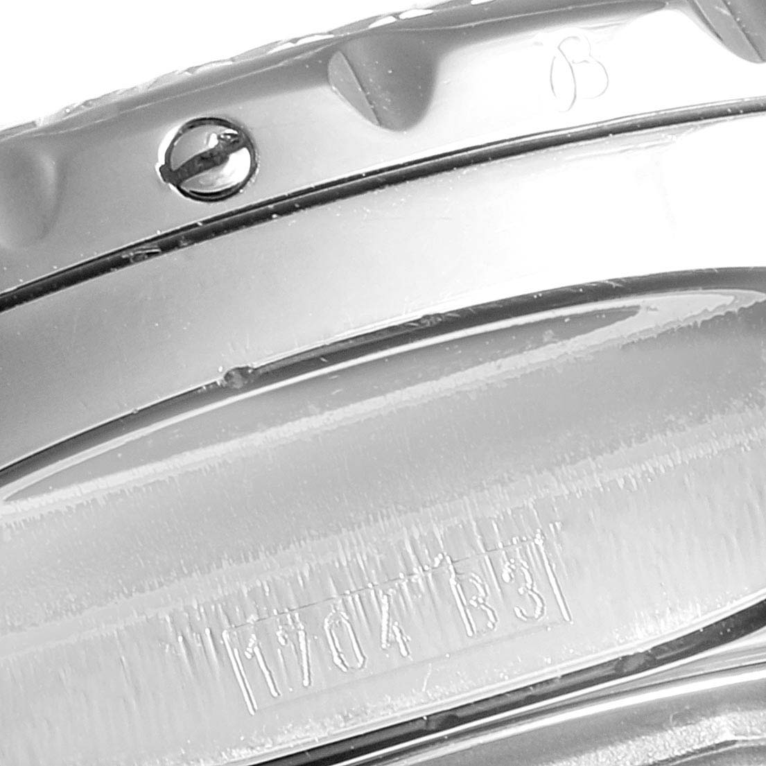 The image shows a close-up of the bezel and case side of a Breitling Bentley A25362 Men's Stainless Steel Brown Dial A25362 Men's Stainless Steel Brown Dial watch, highlighting its details and markings.
