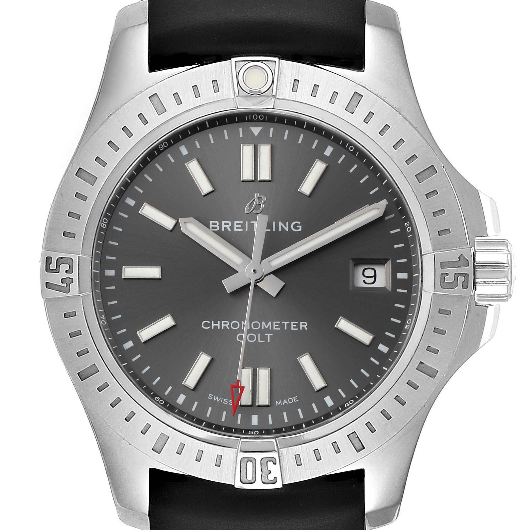 Breitling Colt Grey Dial Automatic Steel Mens Watch A17313 Box Papers ...