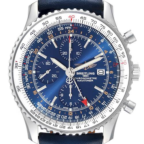 Photo of Breitling Navitimer World Blue Dial Steel Mens Watch A24322 Box Papers