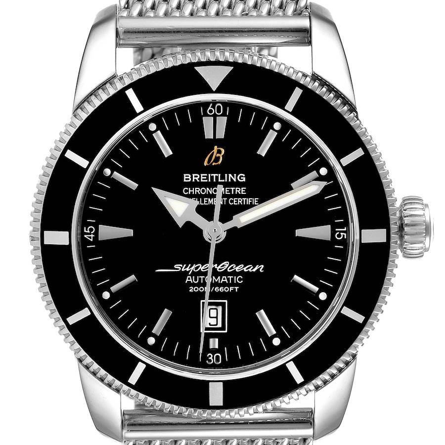 Breitling Superocean Heritage 46mm Black Dial Mens Steel Watch A17320 SwissWatchExpo