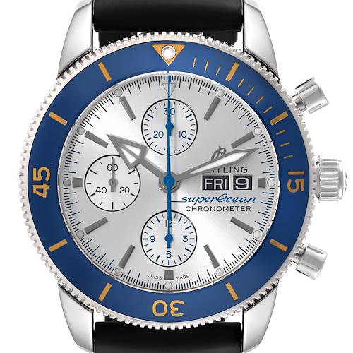 Photo of Breitling SuperOcean Heritage II Chrono Silver Dial Mens Watch A13313 Box Card