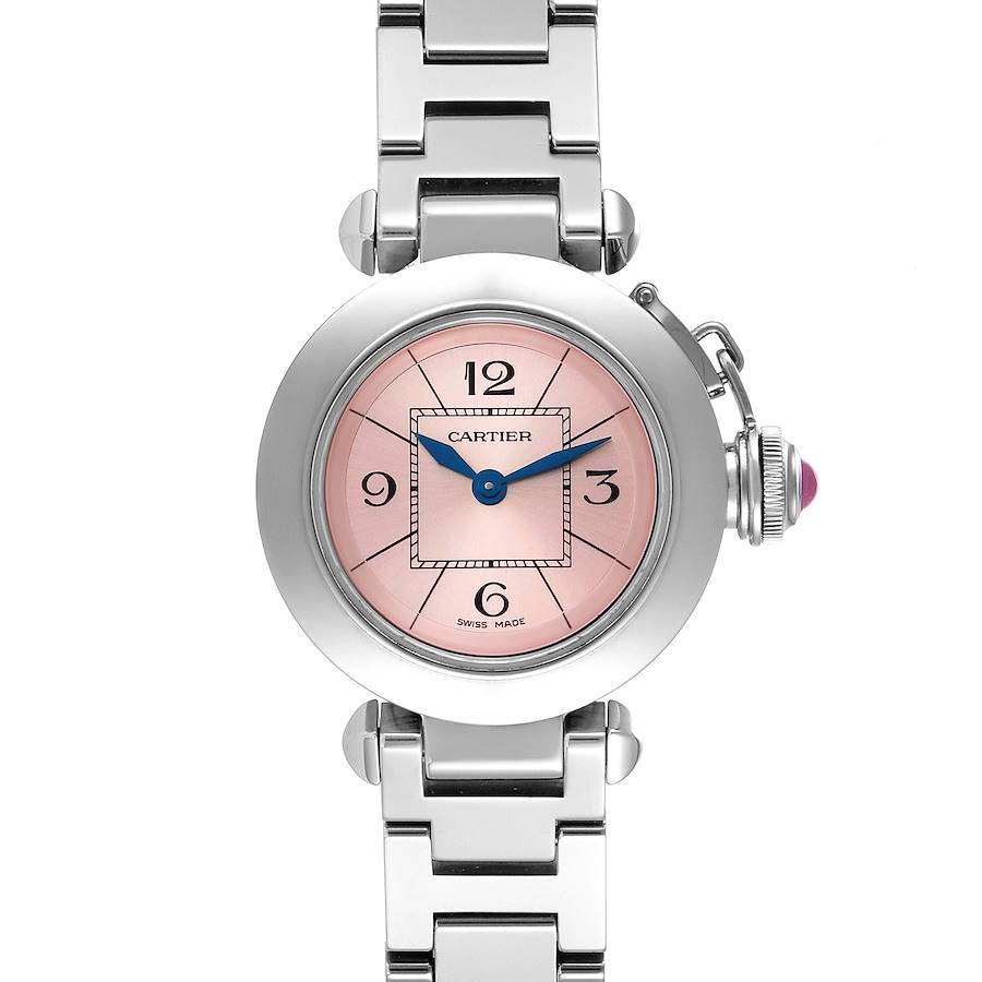 Cartier Miss Pasha Steel Pink Dial Ladies Watch W3140008 SwissWatchExpo