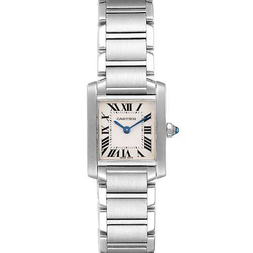 Photo of Cartier Tank Francaise Silver Dial Blue Hands Ladies Watch W51008Q3