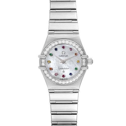 Photo of Omega Constellation Iris Mother of Pearl Multi Stone Steel Ladies Watch 1460.79.00 Box Card