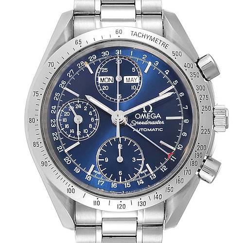 Photo of Omega Speedmaster Day Date Blue Dial Steel Mens Watch 3521.80.00 Card