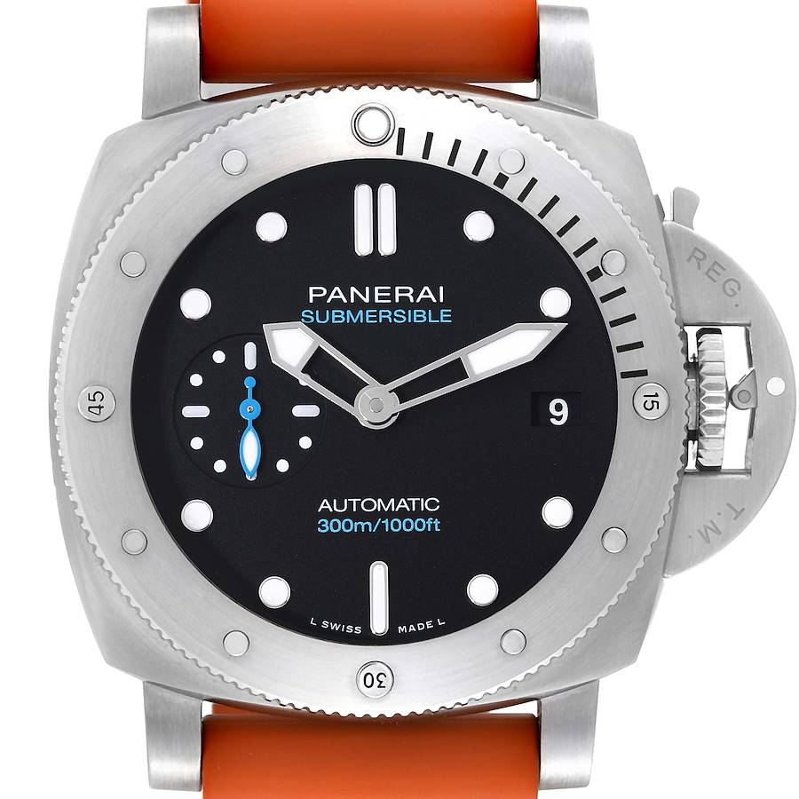 Panerai Submersible Automatic Black Dial Steel Mens Watch PAM01973 Box Card SwissWatchExpo