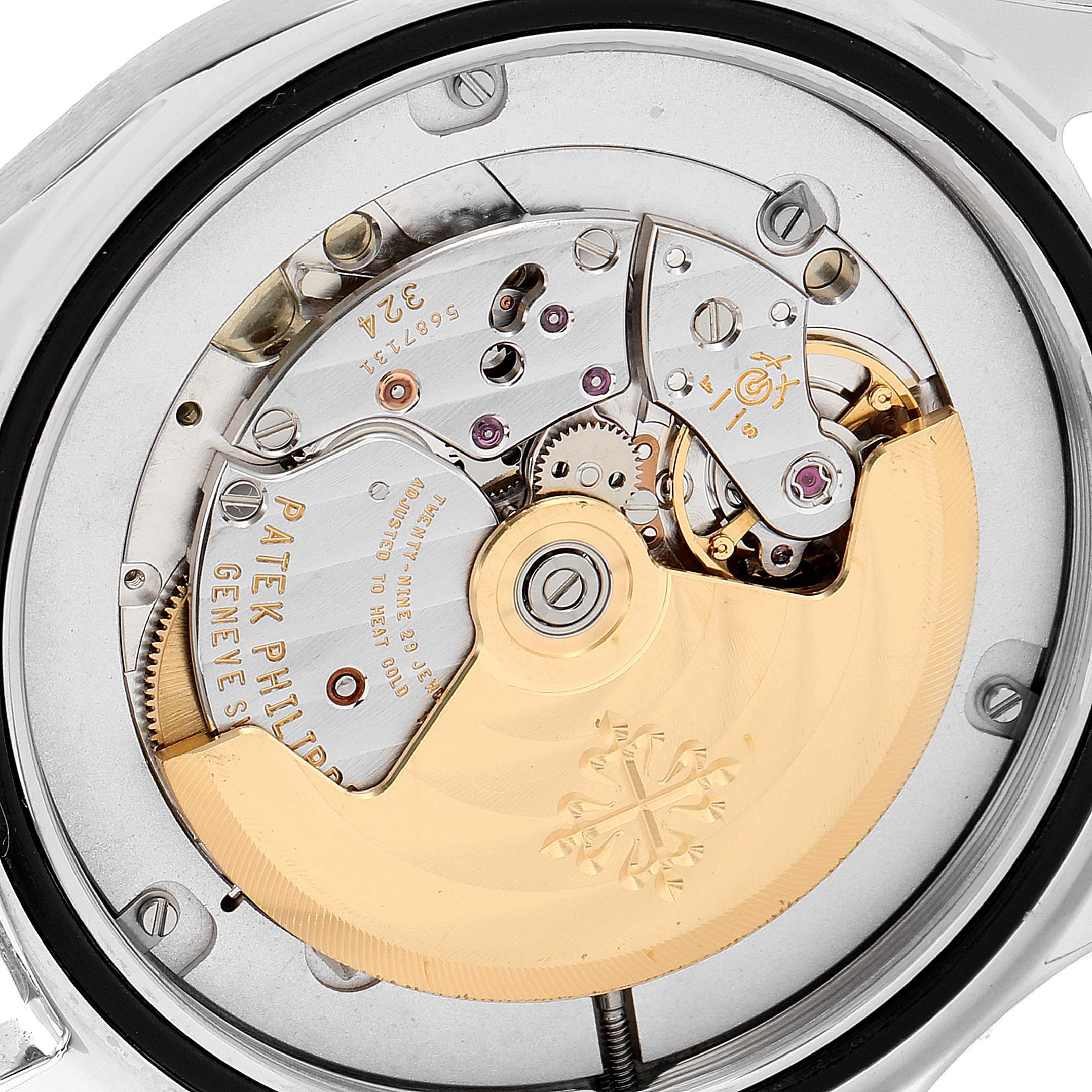 This image shows the movement mechanism of a Patek Philippe Aquanaut 5167/1A-001 Men's Stainless Steel Black Dial 5167/1A-001 Men's Stainless Steel Black Dial watch, viewed from the back.