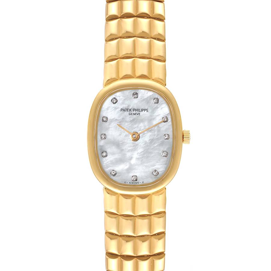 Patek Philippe Golden Ellipse Yellow Gold Mother of Pearl Diamond Ladies Watch 4764 SwissWatchExpo
