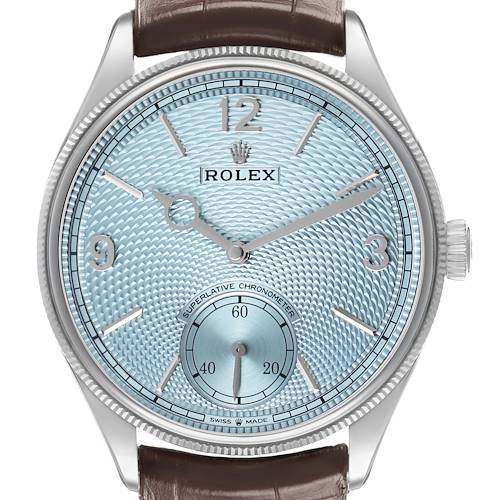 Photo of Rolex 1908 Ice Blue Dial Platinum Mens Watch 52506 Unworn