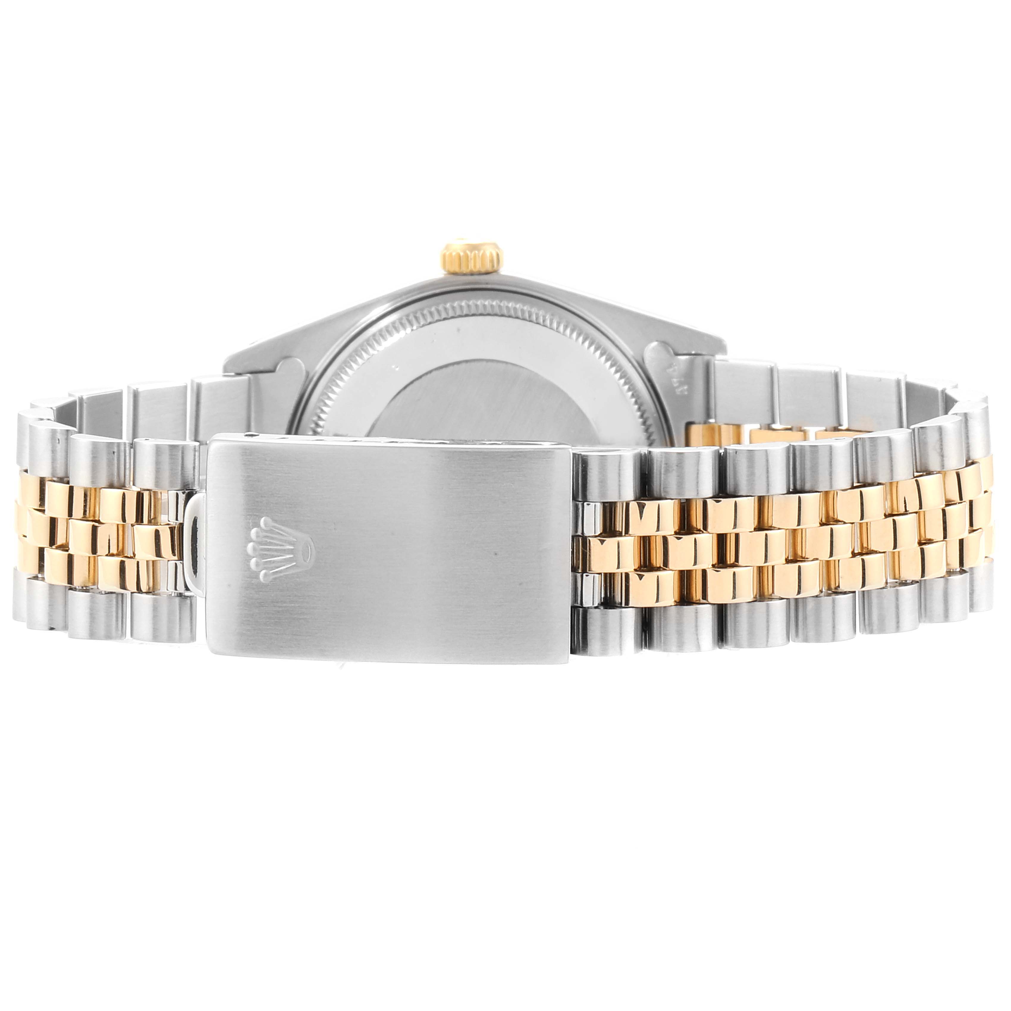 The image shows the back view of a Rolex Vintage Collection 5701N Men's Steel and Gold (two tone) Champagne Dial 5701N Men's Steel and Gold (two tone) Champagne Dial watch, focusing on the bracelet and clasp.