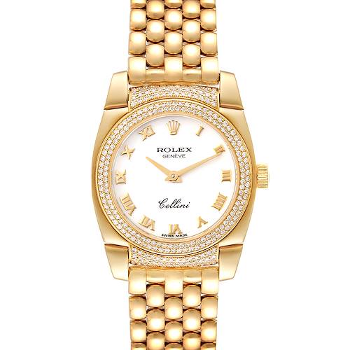 Photo of Rolex Cellini Cestello Yellow Gold White Roman Dial Ladies Watch 6311